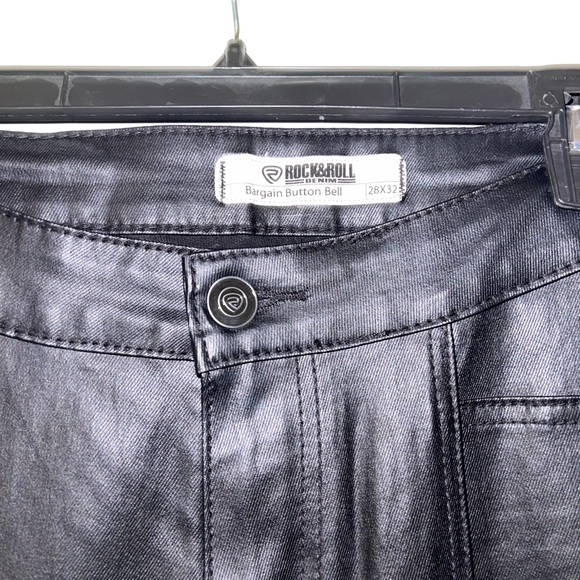 Rock and roll black leather flare jeans - Picture 2 of 6